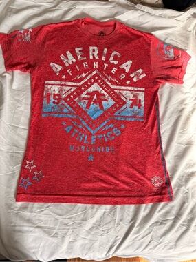 American Fighter Red Tee with Blue Graphic